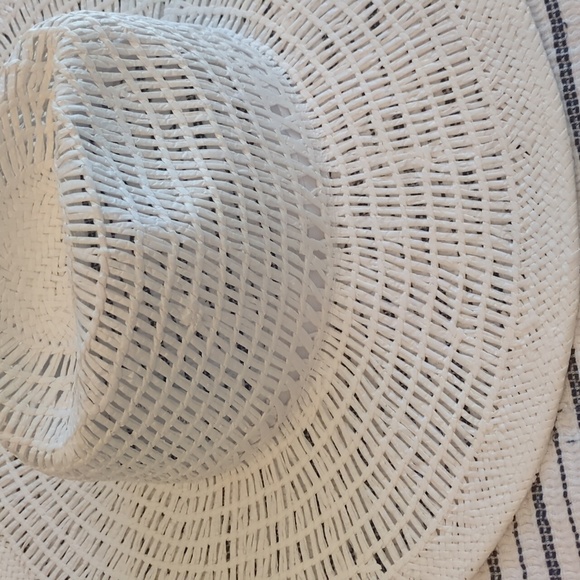 Anthropologie Wyeth Open Weave Rancher White Woven Vacation Sun Hat One Size - Picture 7 of 7